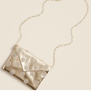 Crewcuts Girls' embellished faux-leather gold envelope clutch with rhinestones
